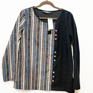 Gracila long sleeve top western New striped M